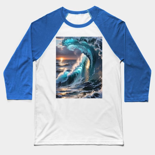 Best Vintage Surfing Waves Baseball T-Shirt by Cheebies